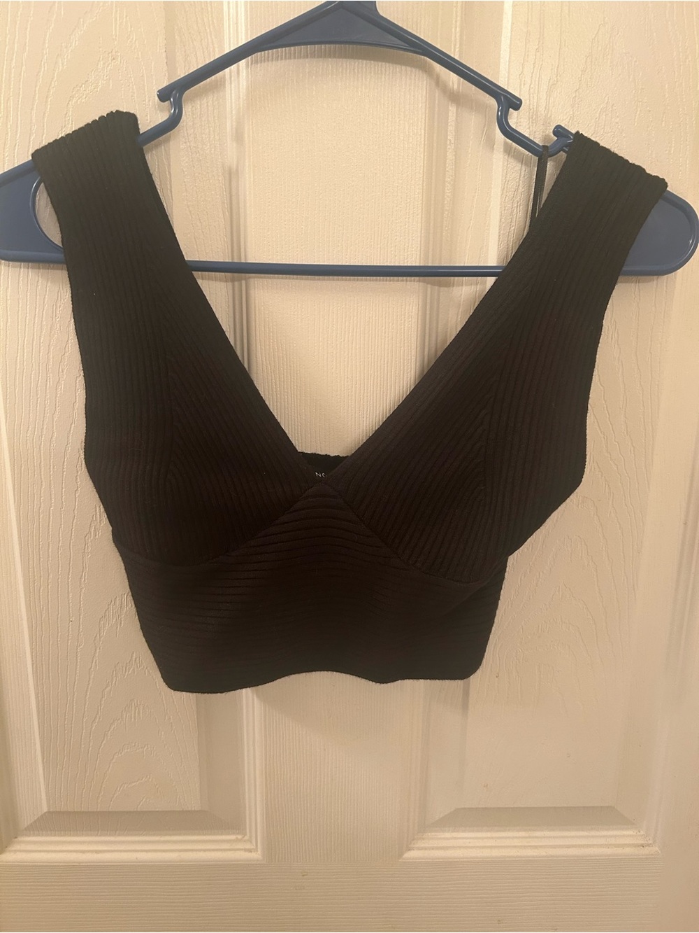 Sincerely Jules Black Ribbed V-Neck Cropped Tank